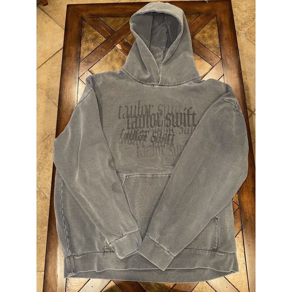 Taylor Swift Distinctive Faded Grey Wash Distressed Reputation Tour Hoodie XL/2X